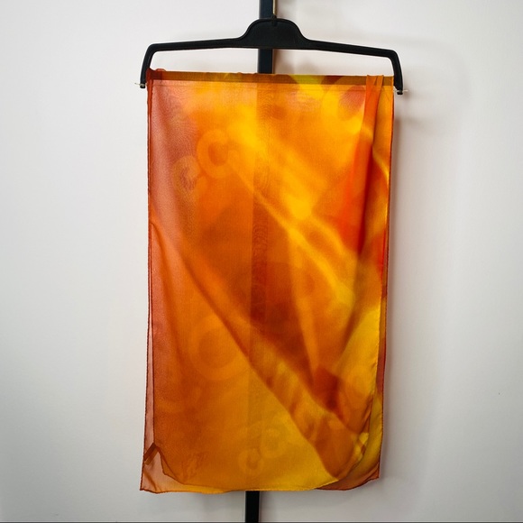 Vintage Ombre Sheer 100% Silk Coded Scarf - Picture 6 of 9